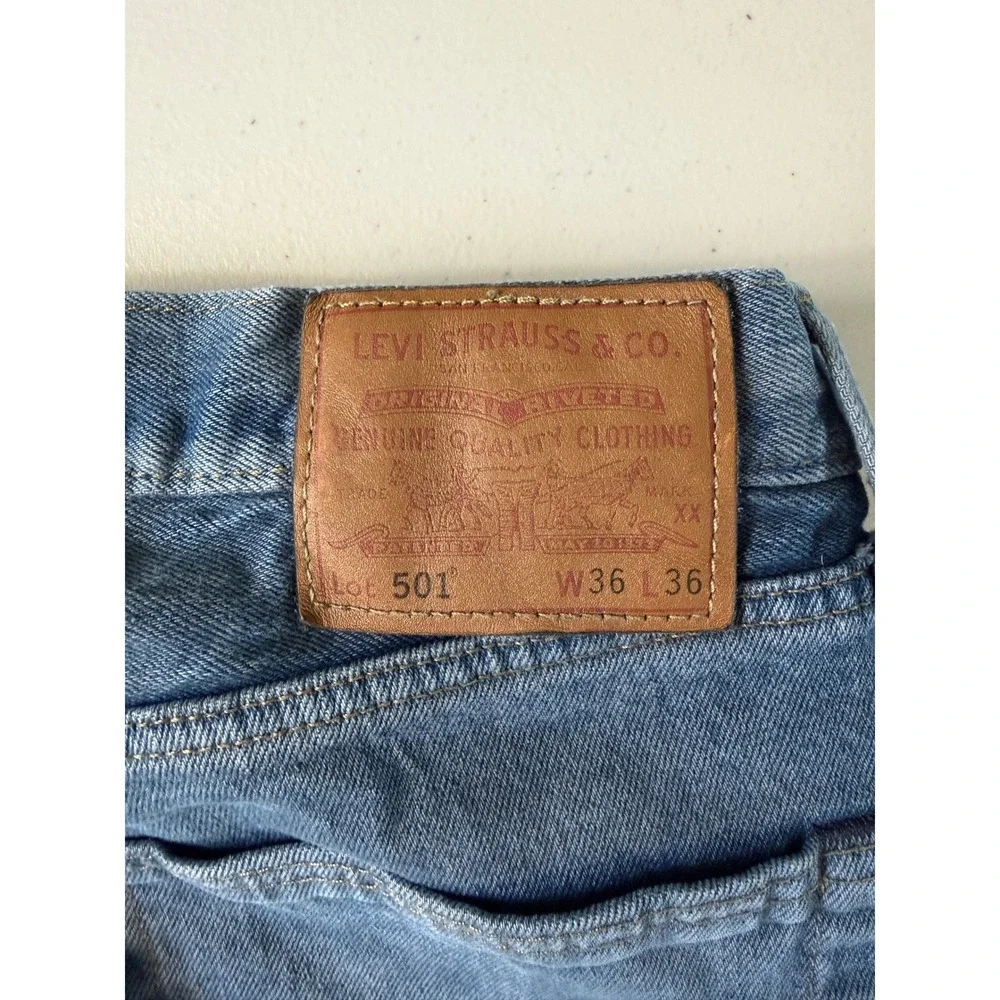 Levis Premium 501 Mens‎ Dark Wash Big E Straight Leg Jeans W36 L36 Blue